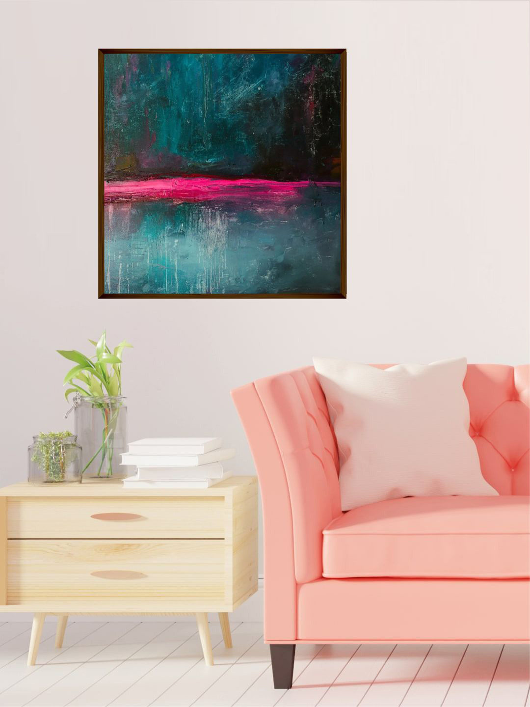 The Art House Blue & Black Abstract Painting Framed Wall Art