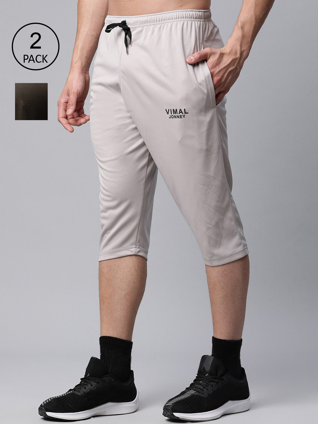 MACK JONNEY JONNEY Men Grey Melange Training or Gym Cargo Shorts - Pack of 2