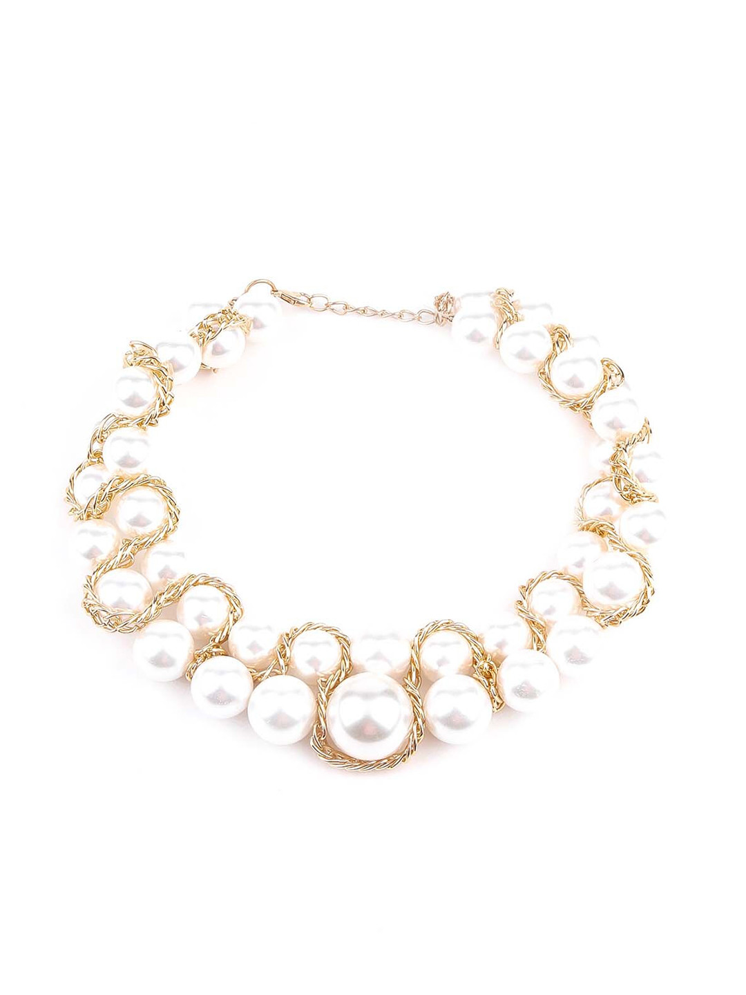 ODETTE White & Gold-Toned Pearl Beaded Necklace