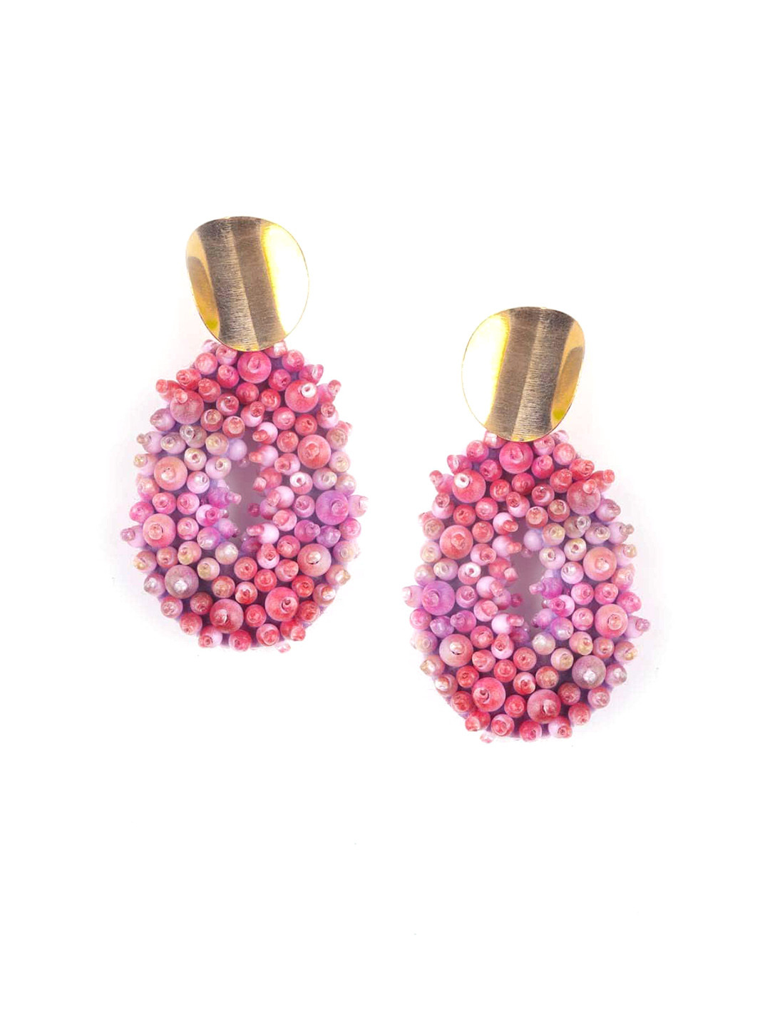 ODETTE Pink Oval Drop Earrings