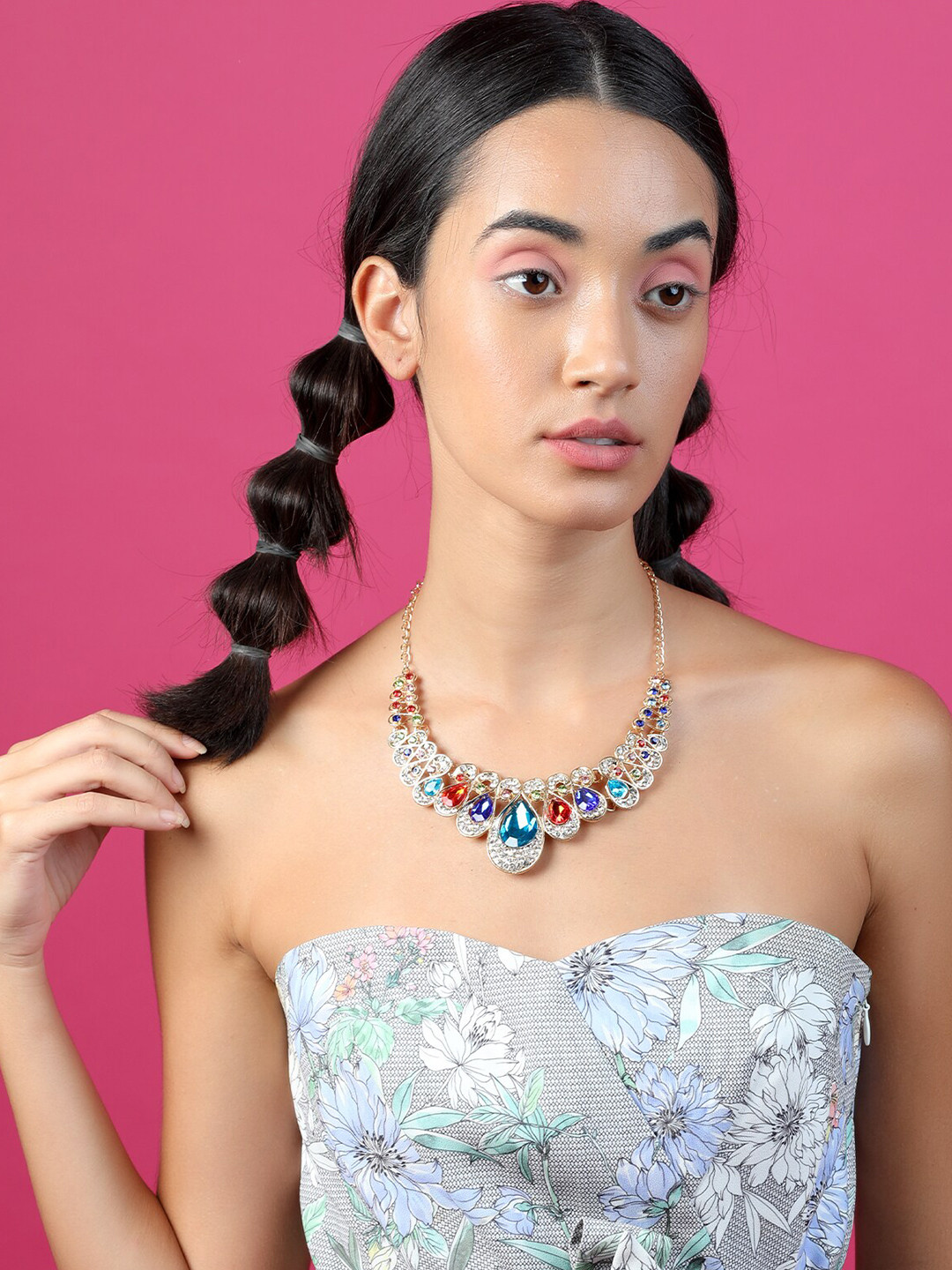 ODETTE Multicoloured Metal Statement Necklace