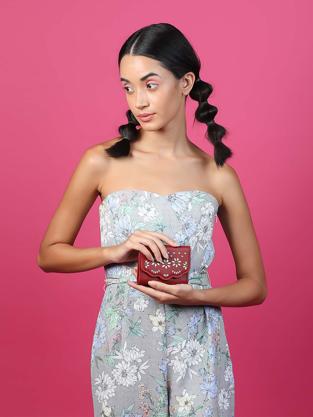 ODETTE Women Red Floral Three Fold Wallet