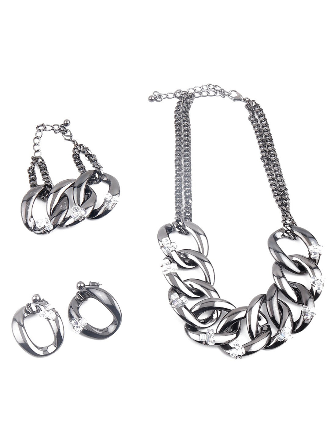 ODETTE Women Silver-Toned Chain Shaped Jewellery Set
