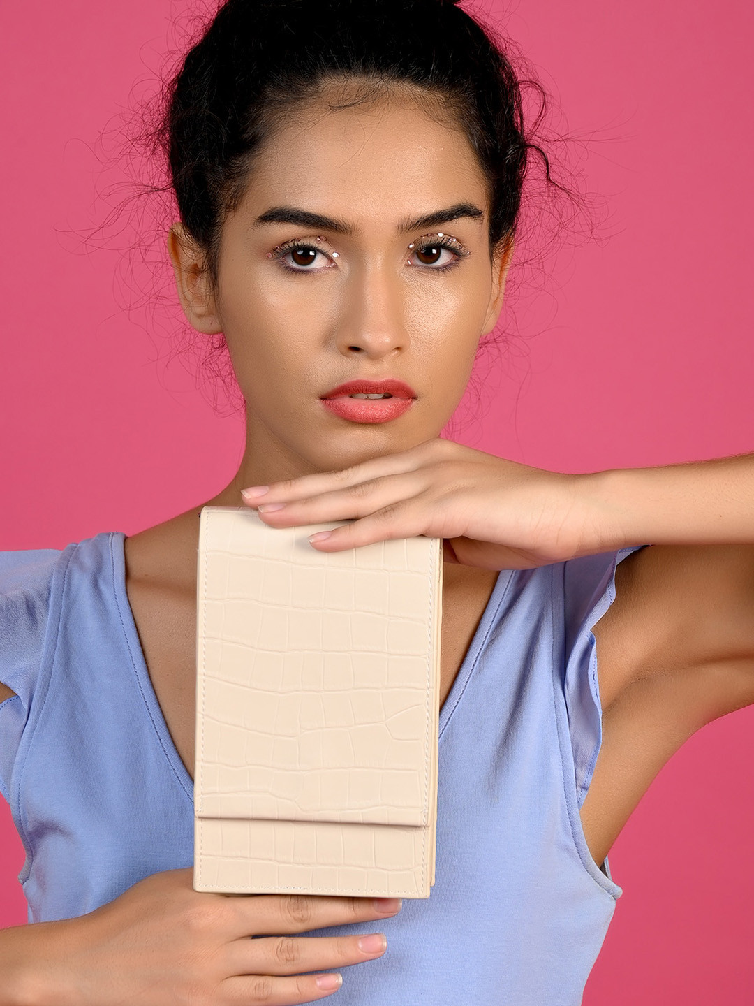 ODETTE Pink Leather Shopper Sling Bag