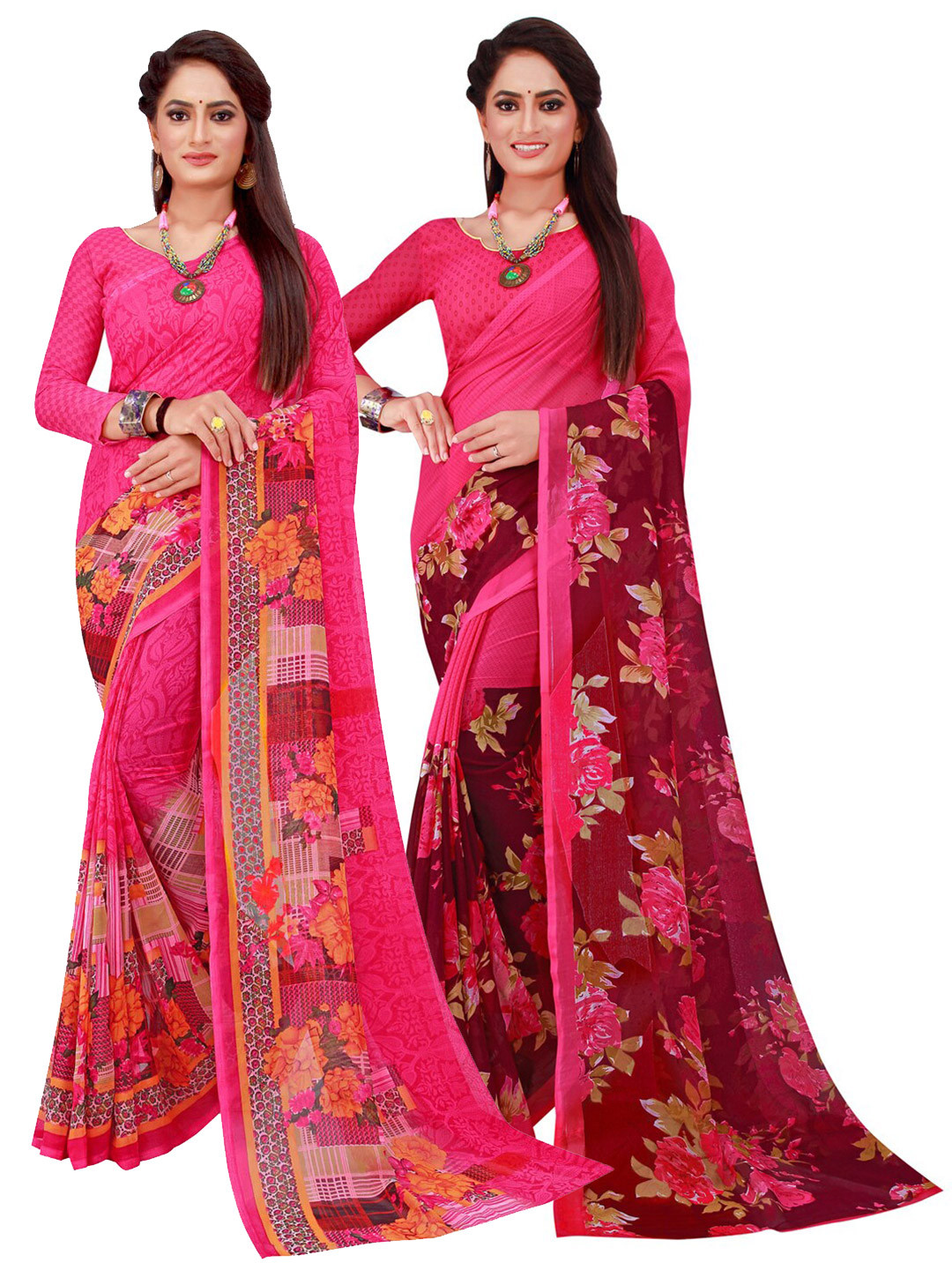 KALINI Magenta Printed Pure Georgette Saree