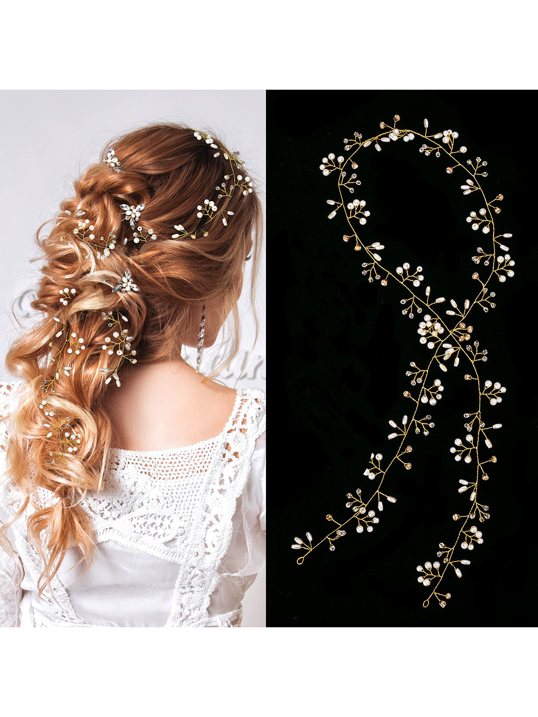 VAGHBHATT Women Gold-Toned & White Hand Made Headdress