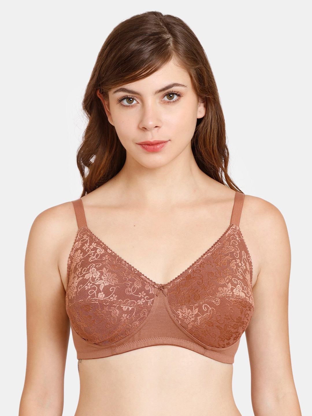 Rosaline Full Coverage Cut n Sew Cotton Lace Bra- Beige