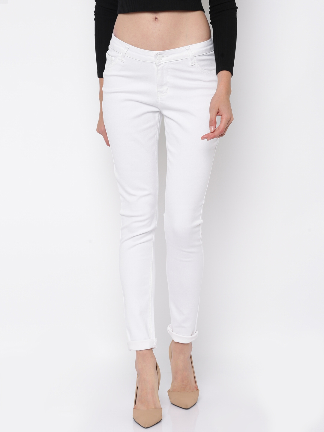 white jeggings myntra