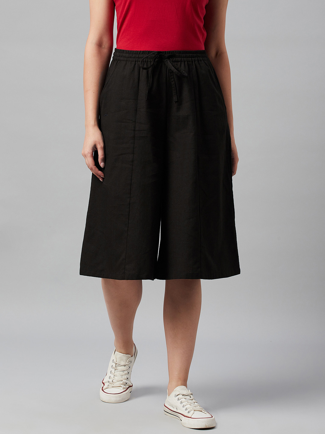 Ayaany Women Black Original Flared Culottes Trousers