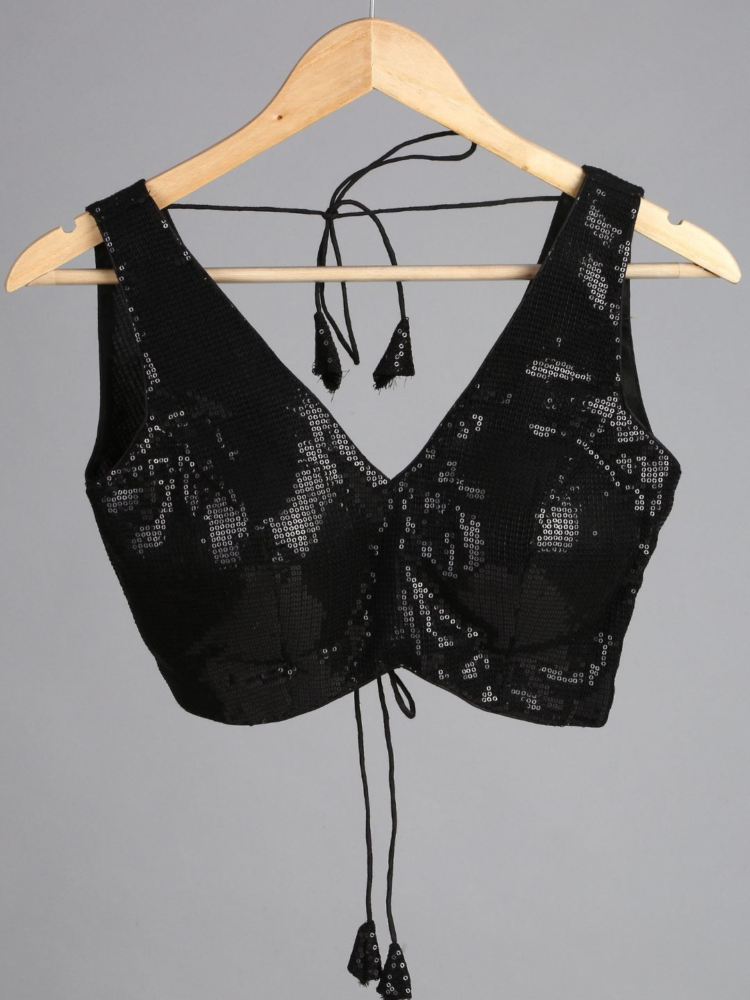 Swtantra Black Sequin Embellished Saree Blouse