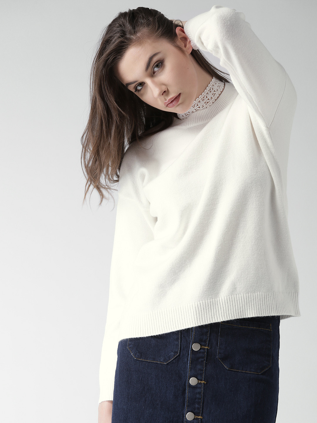white boxy sweater