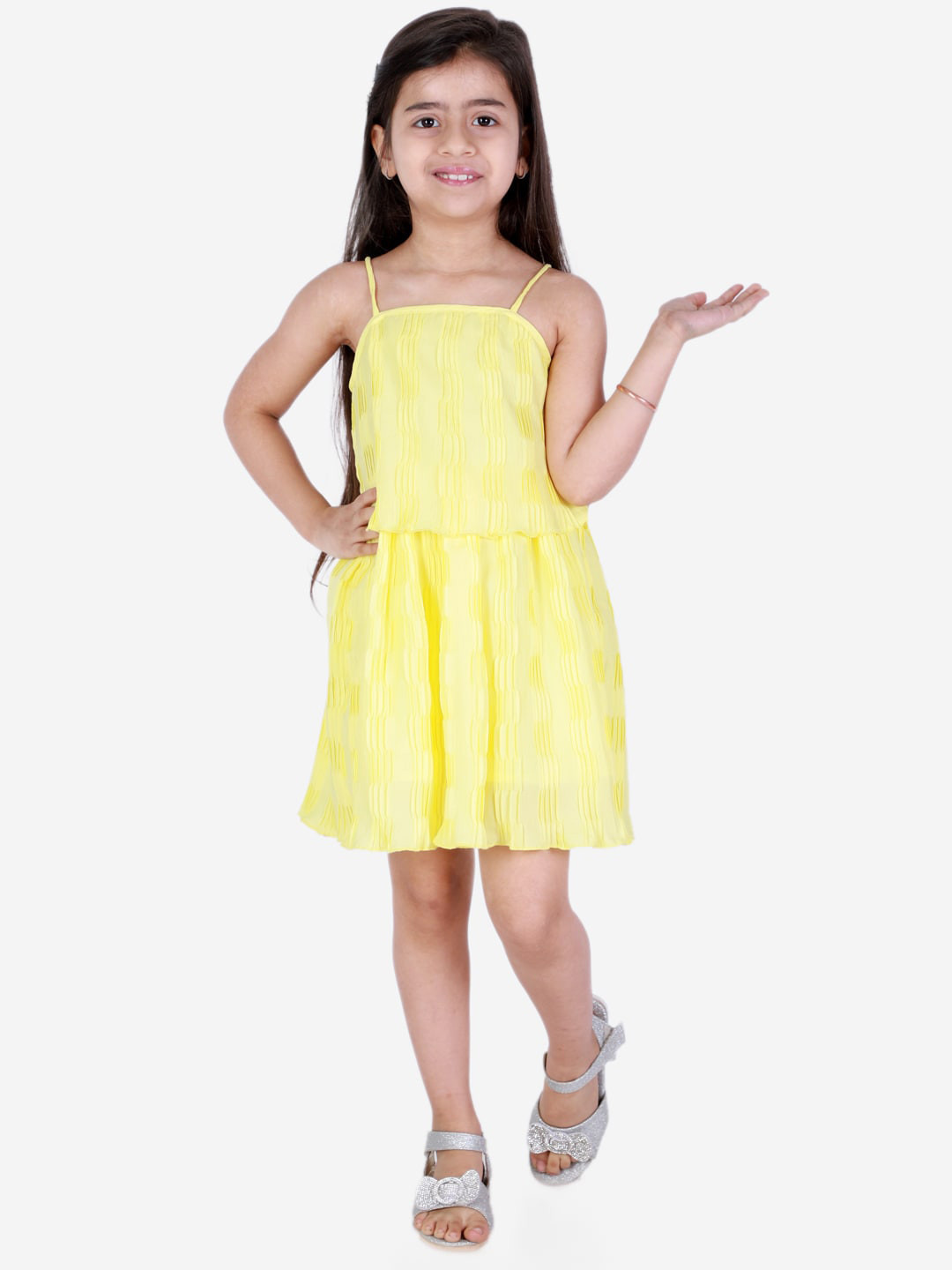 KidsDew Yellow Layered Crepe Dress