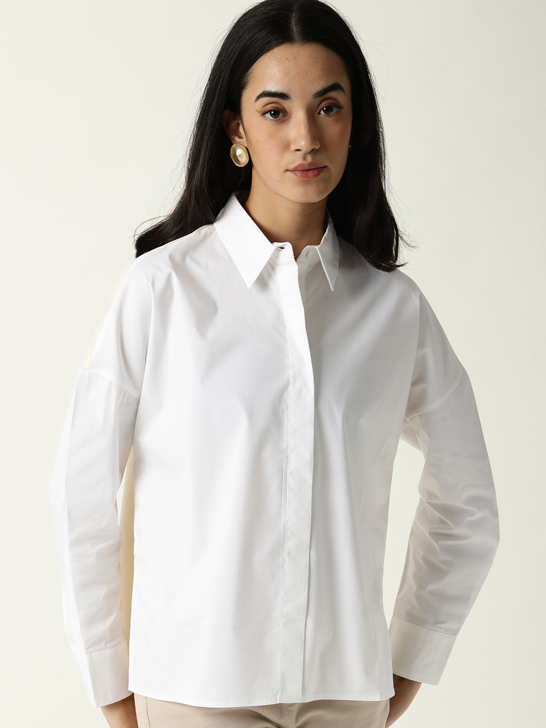 RAREISM Women White & Cream-Coloured Shirt Style Top