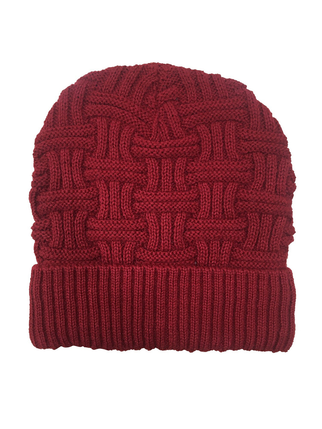 Gajraj Unisex Red Winter Woollen Beanie