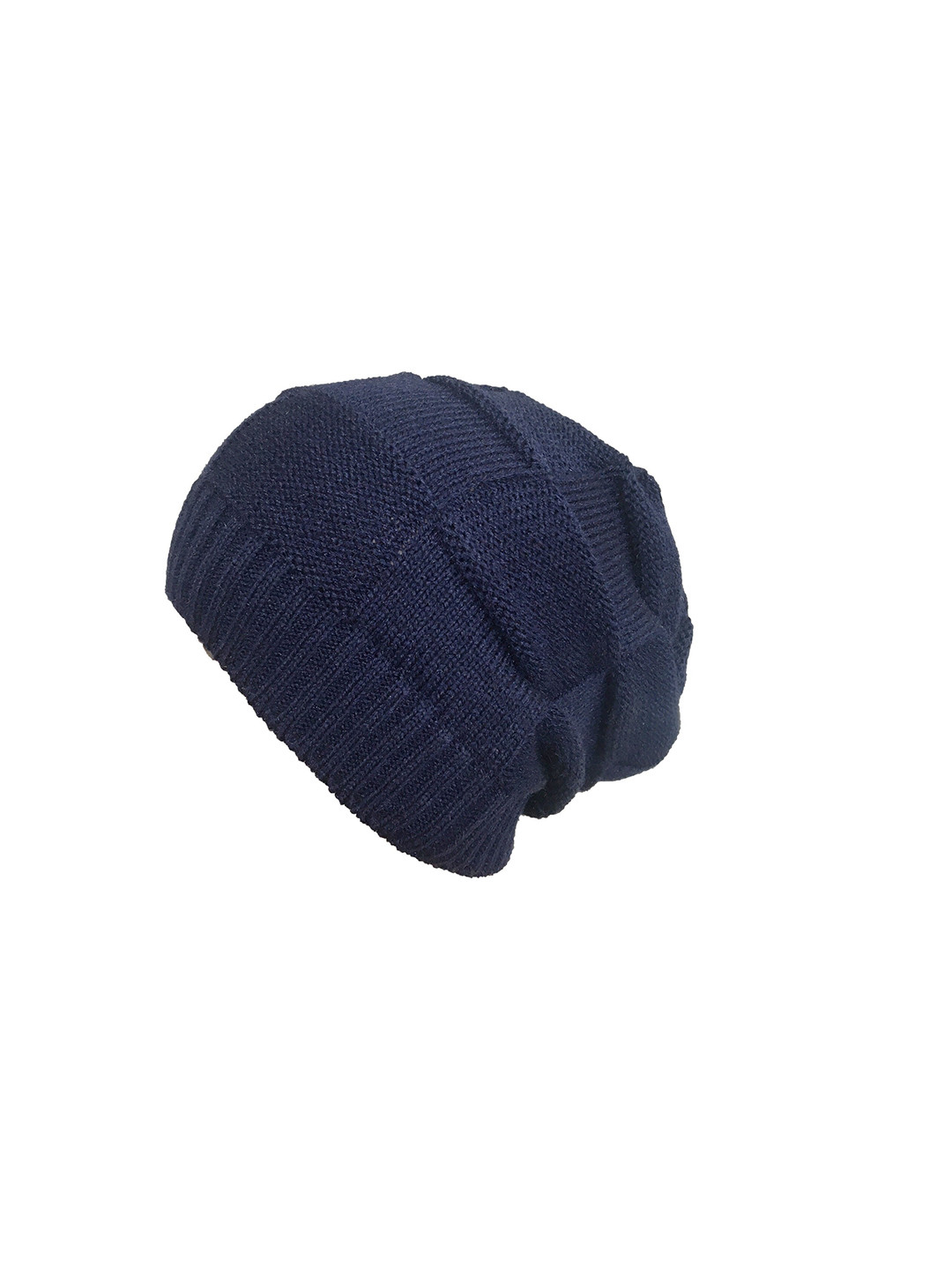 Gajraj Unisex Navy Blue Woollen Slouchy Beanie