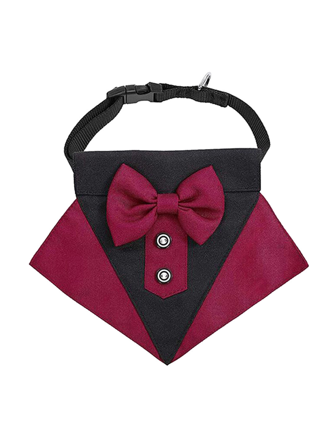 PAWCHIE Maroon & Black Color-Blocked Dog Tuxedo Bandana