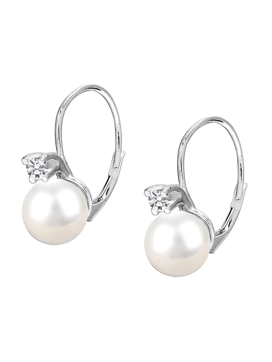LeCalla Silver-Toned Leverback Pearl Earring For Women