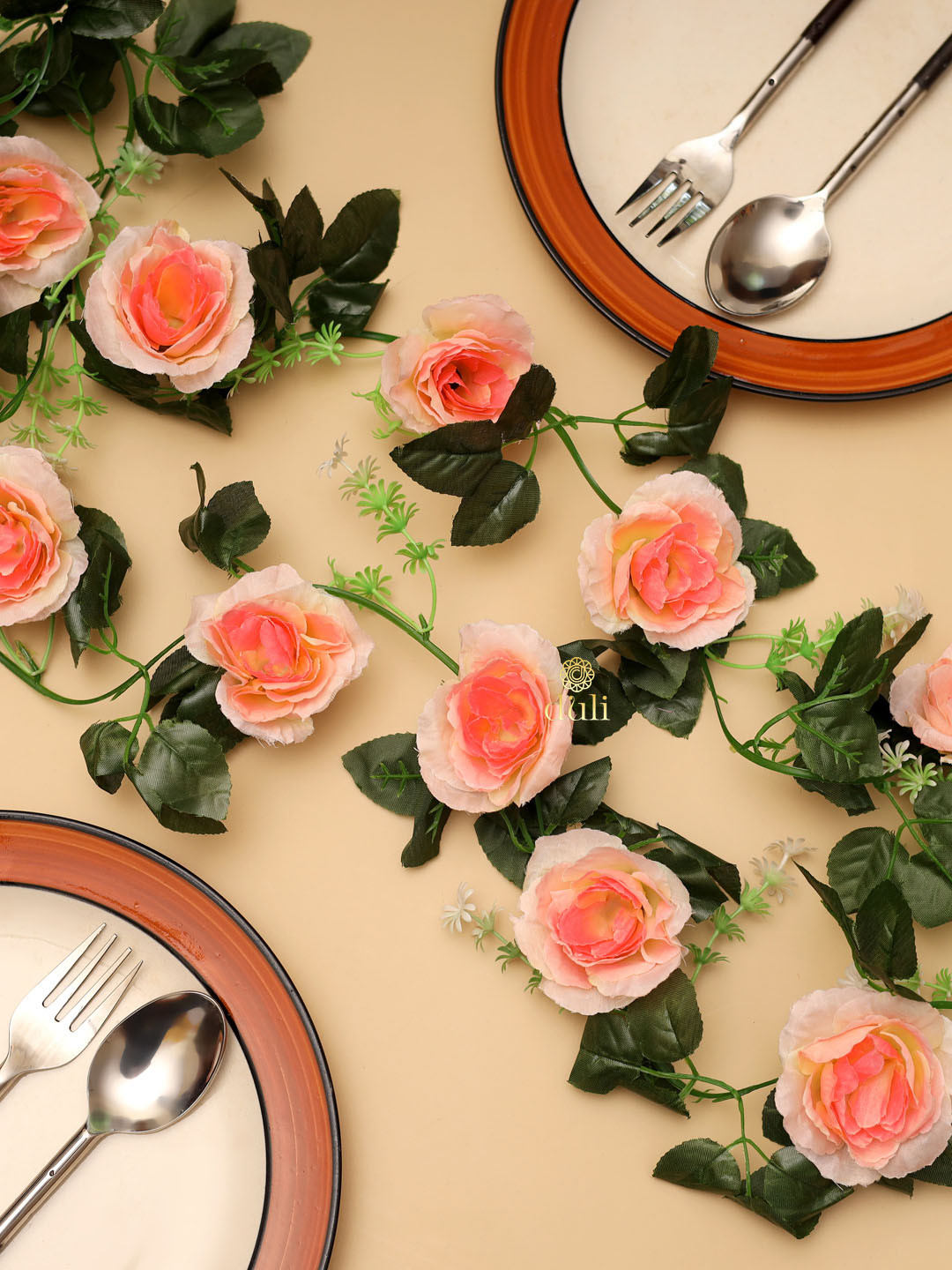 DULI Pink & White Artificial Flowers Decorative Vines