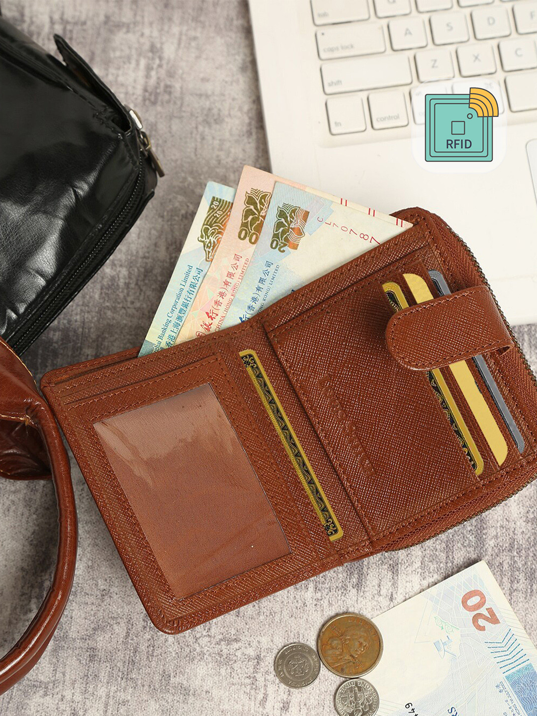 LOUIS STITCH Men Saffiano Leather Tan Two Fold Wallet