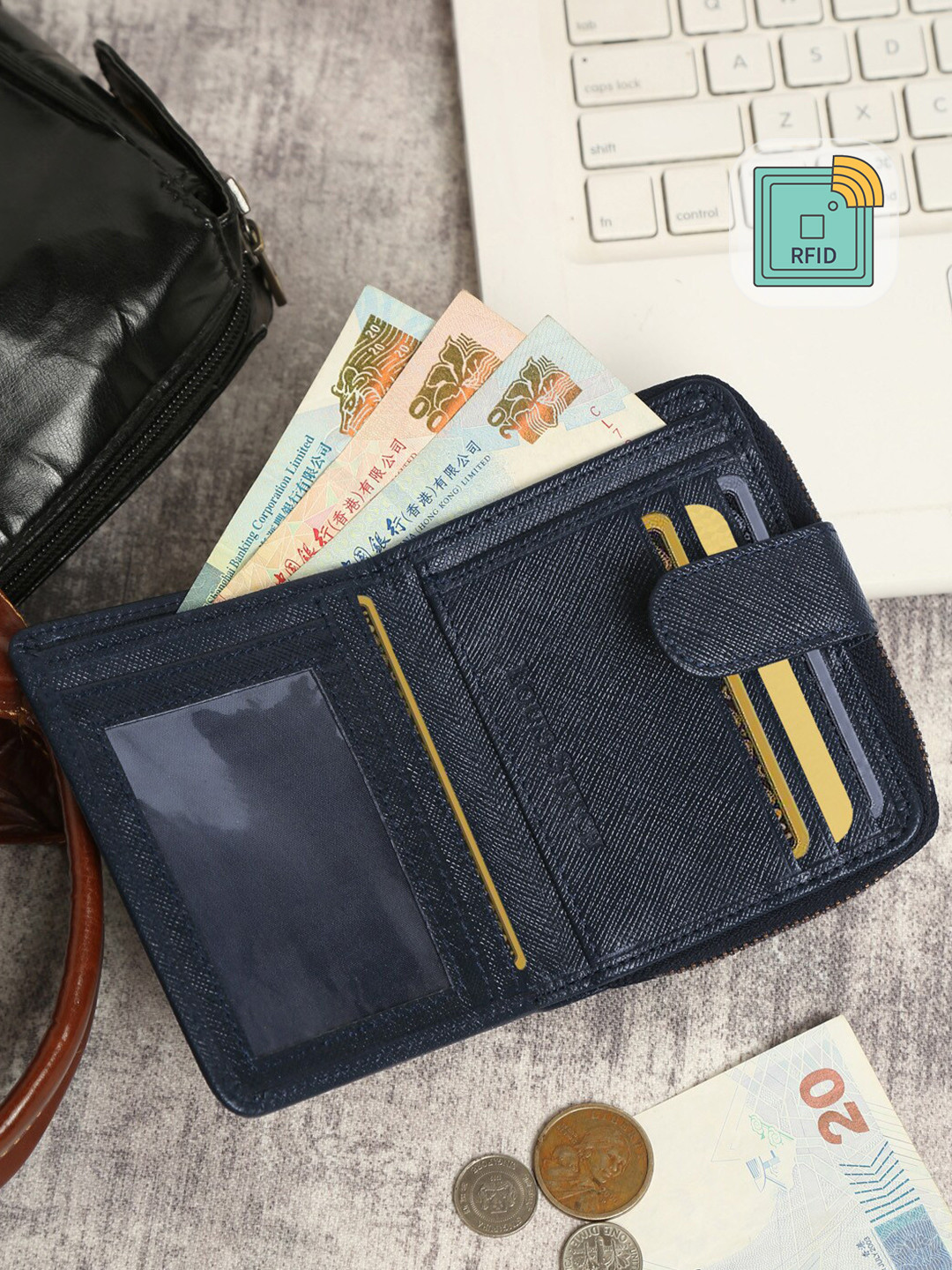 LOUIS STITCH Men Saffiano Leather Blue Two Fold Wallet
