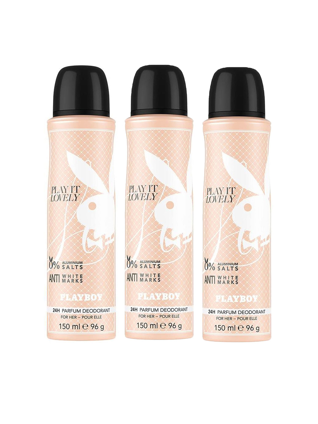 Playboy Women Set of 3 Play It Lovely Deodorant Spray 150 ml each