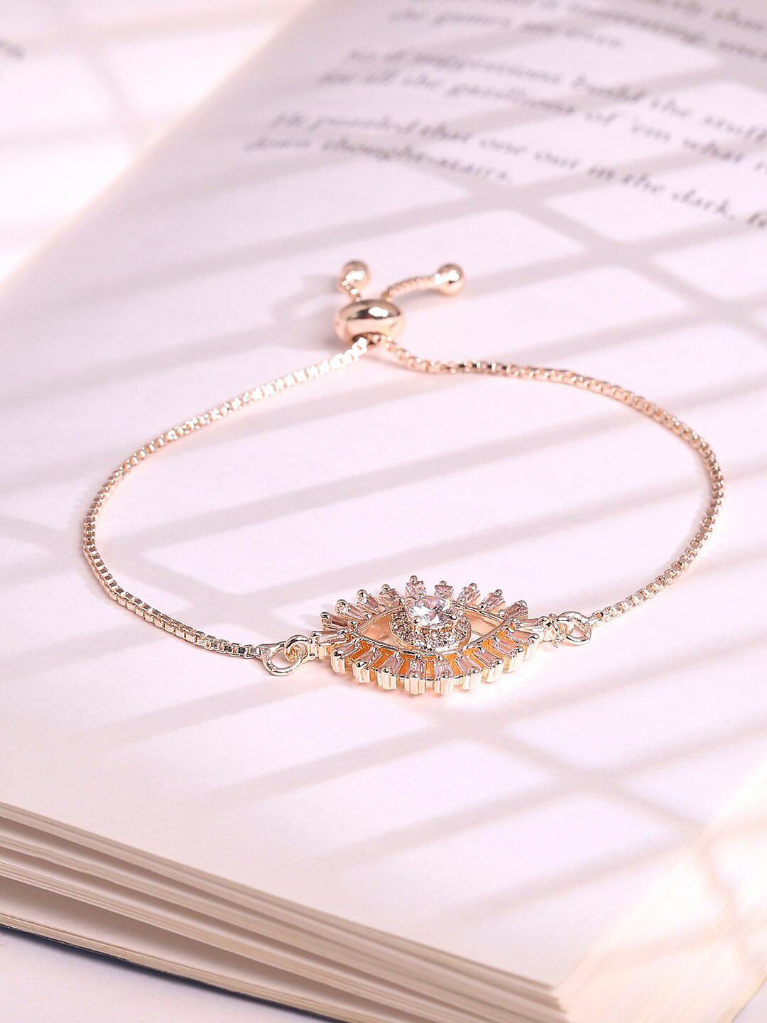 HOT AND BOLD Women Rose Gold-Plated & White Brass Charm Bracelet