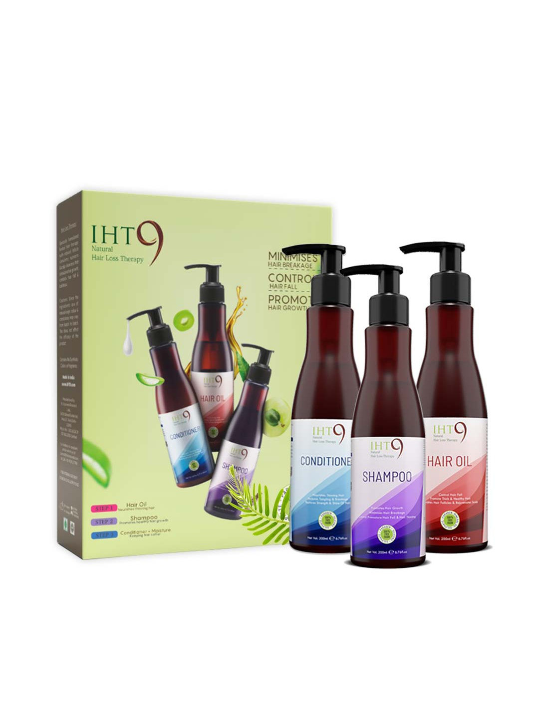 Lass Naturals IHT9 Hair Grooming Kit - Hair Oil ,Shampoo & Conditioner- 200ml Each