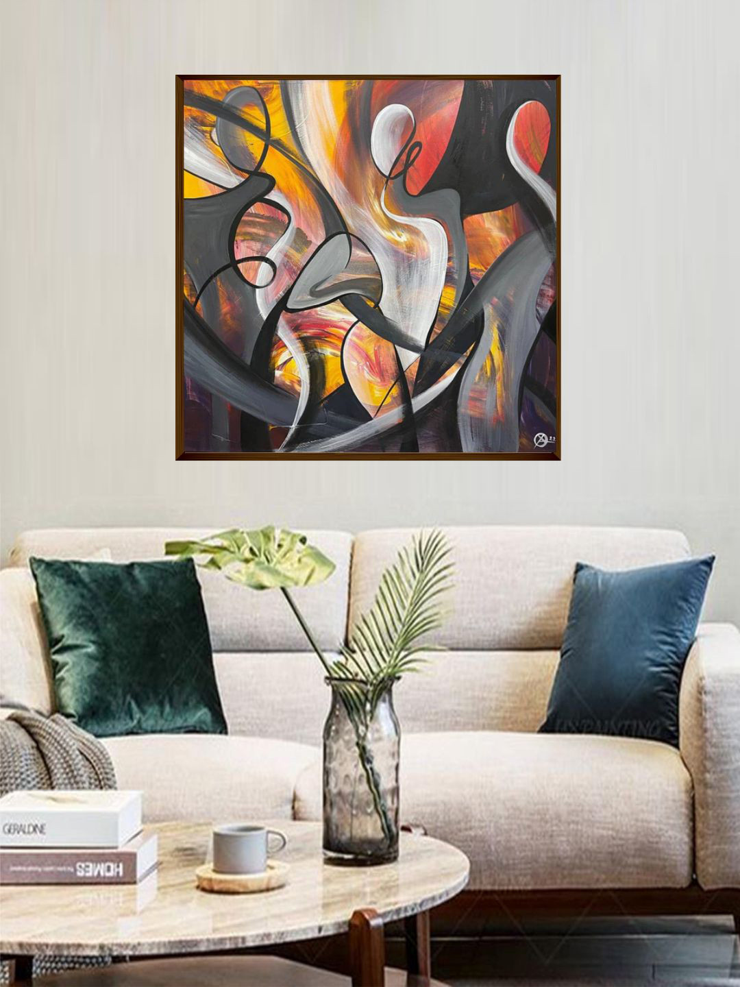 The Art House Black & Yellow Abstract Painting Framed Wall Art