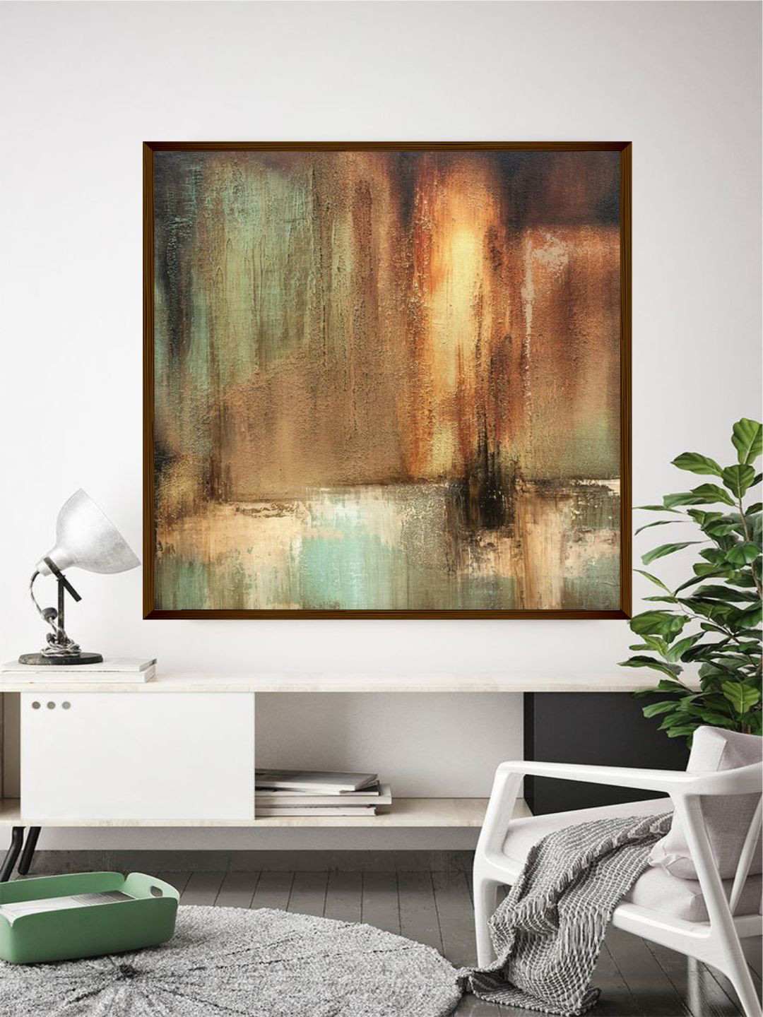 The Art House Brown Abstract Painting Framed Wall Art