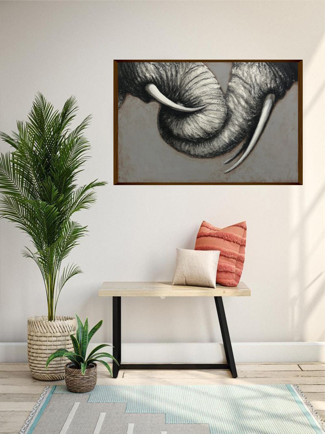 The Art House Grey & Black Animal Painting Framed Wall Art