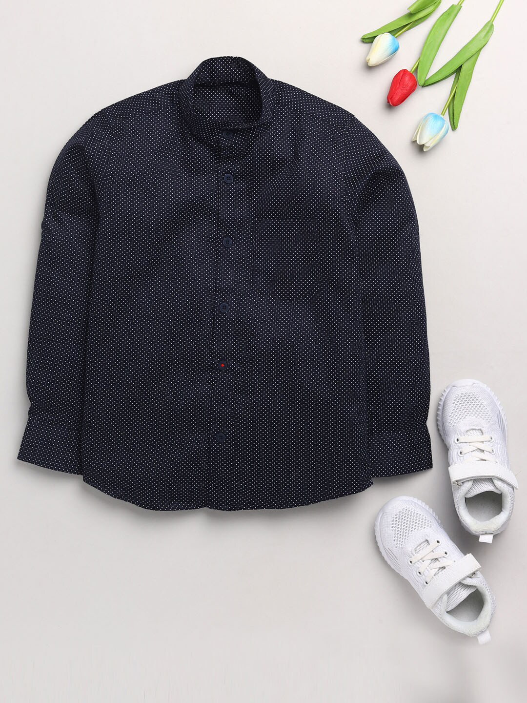 JBN Creation Boys Navy Blue Classic Printed Casual Shirt