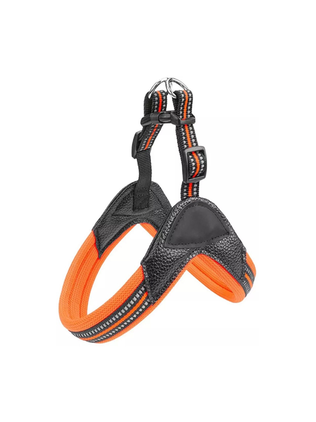 PAWCHIE Orange & Black  Solid Adjustable Bottom Pet Harness