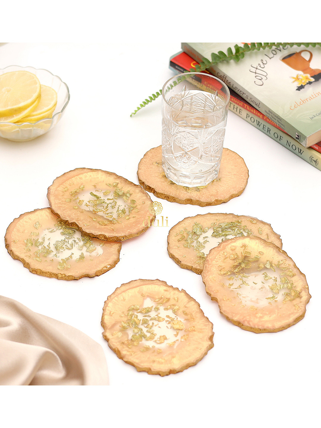 DULI Set Of 4 Cream Resin Textured Coasters