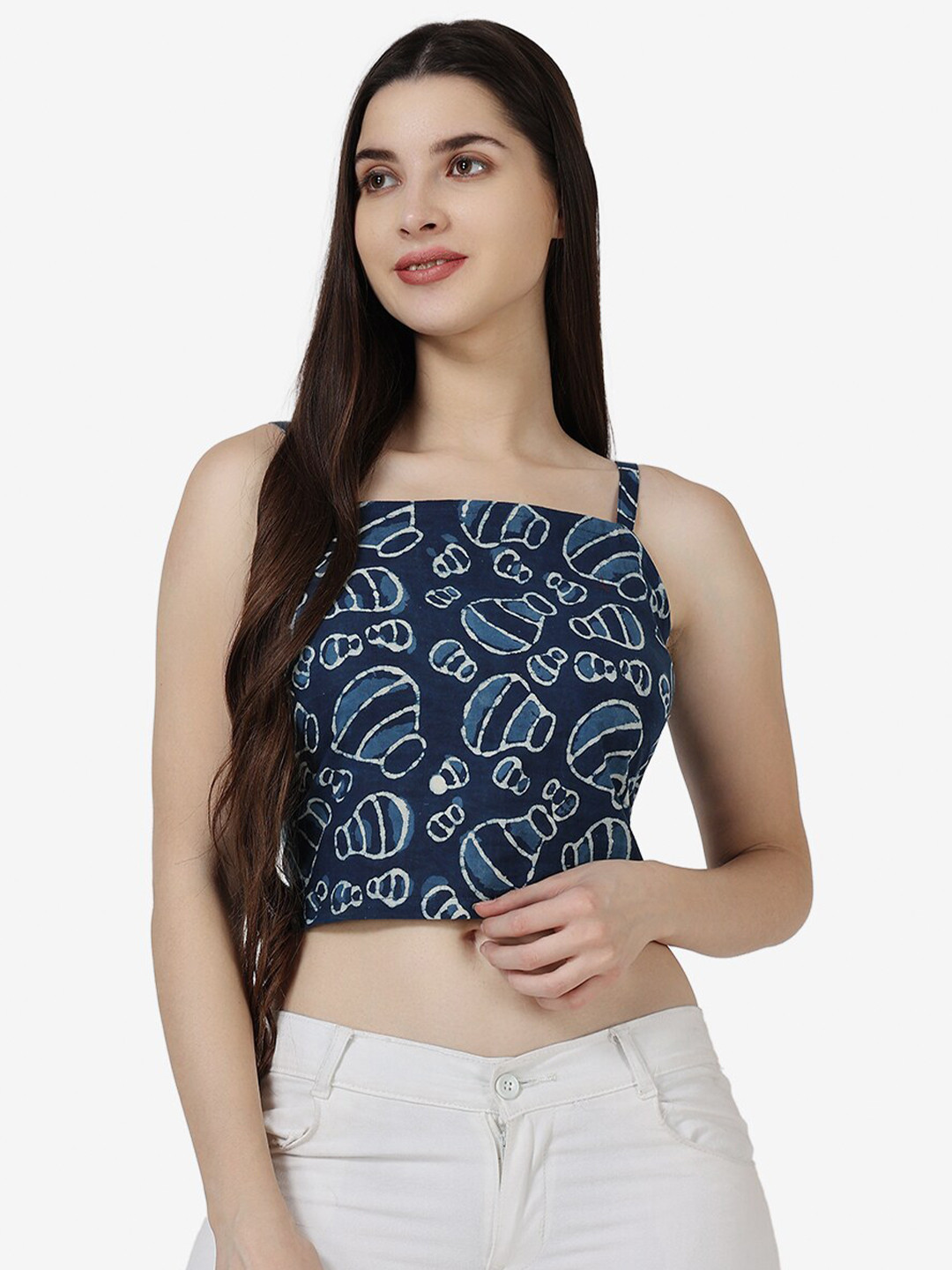 Popwings Blue Print Crop Top