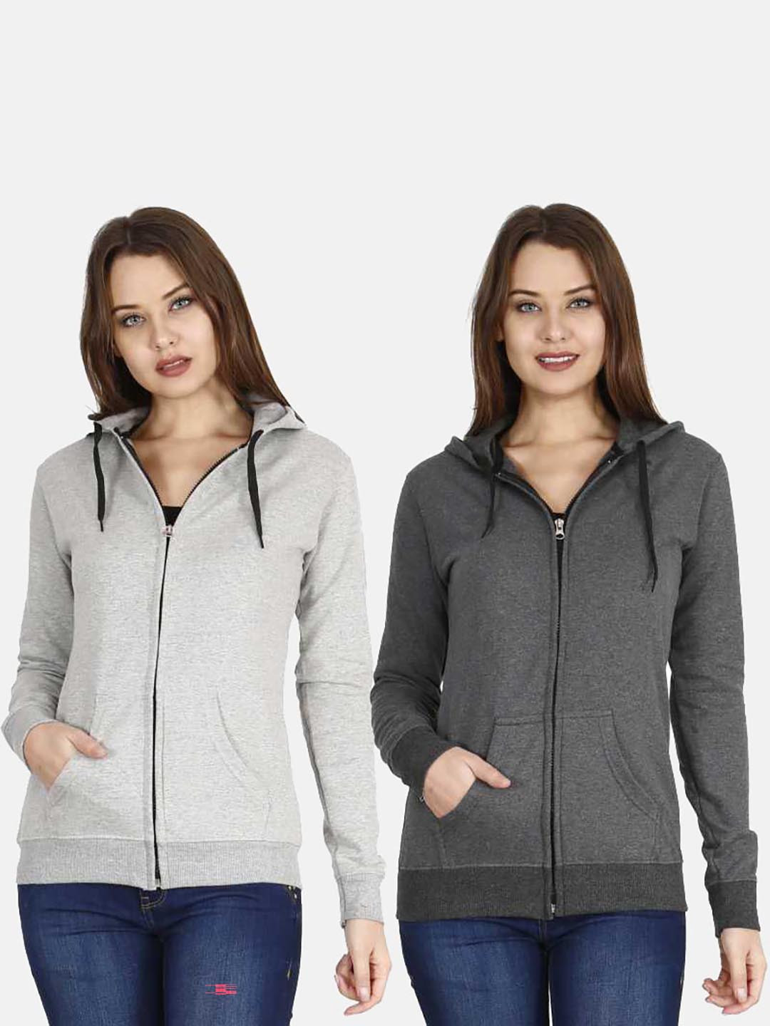 Fleximaa Women Multicoloured Hooded Sweatshirt