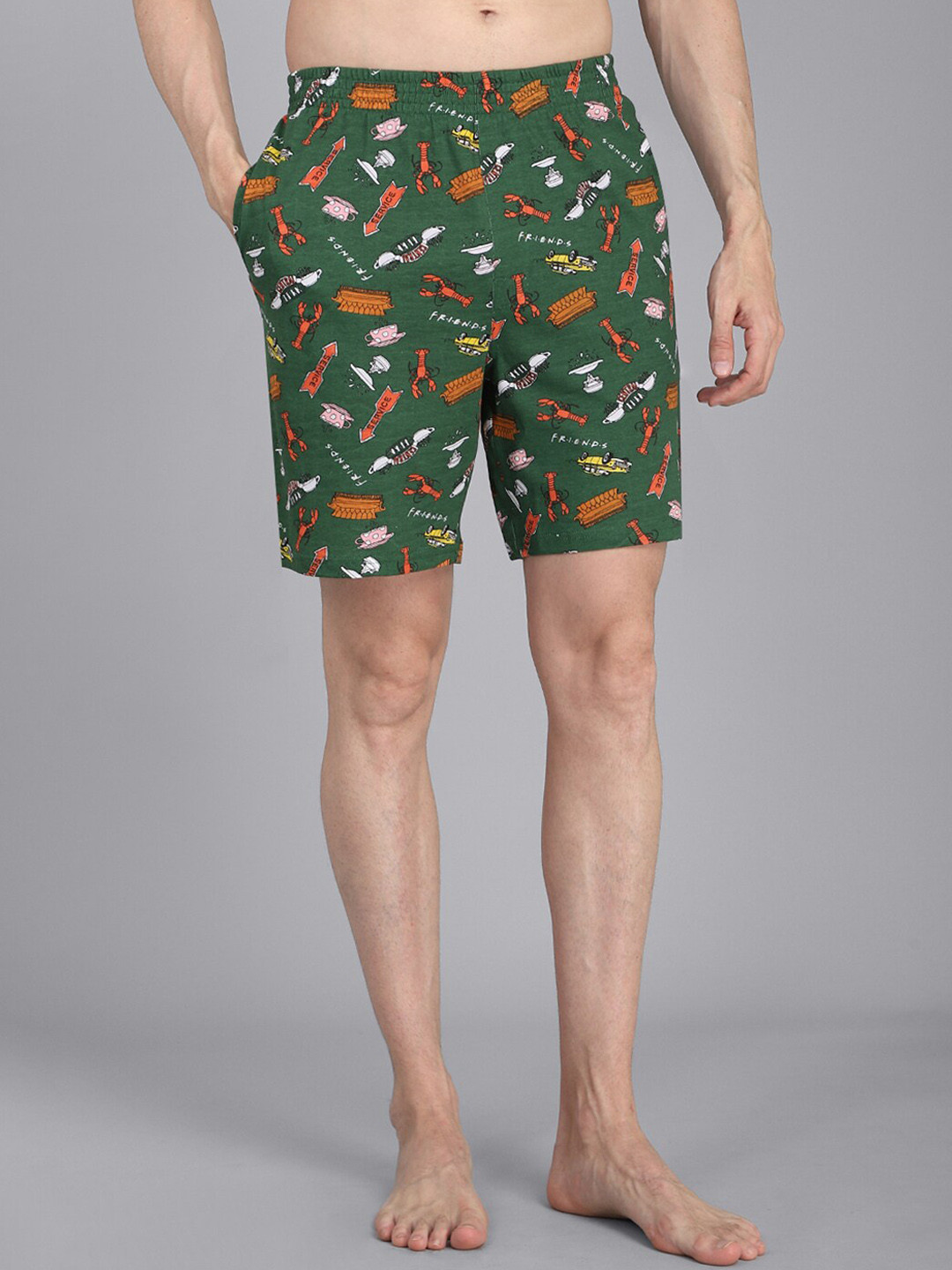 Free Authority Men Green Friends Printed Pure Cotton Boxers