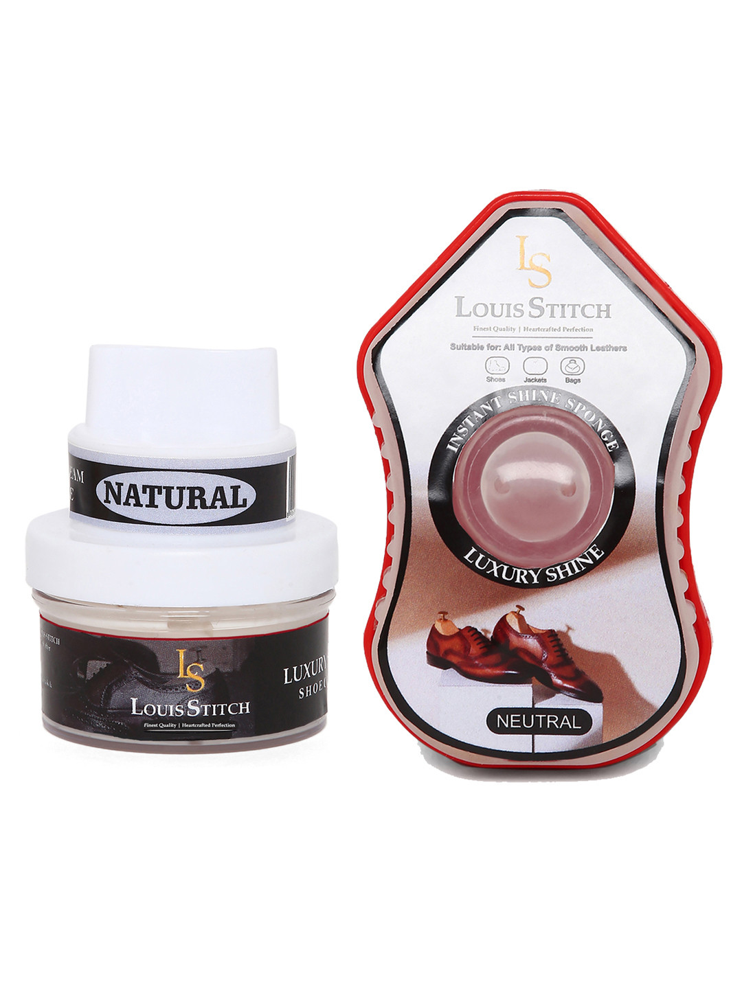 LOUIS STITCH Shoe Shiner and Shoe Cream with Applicator For Leather Items - Natural