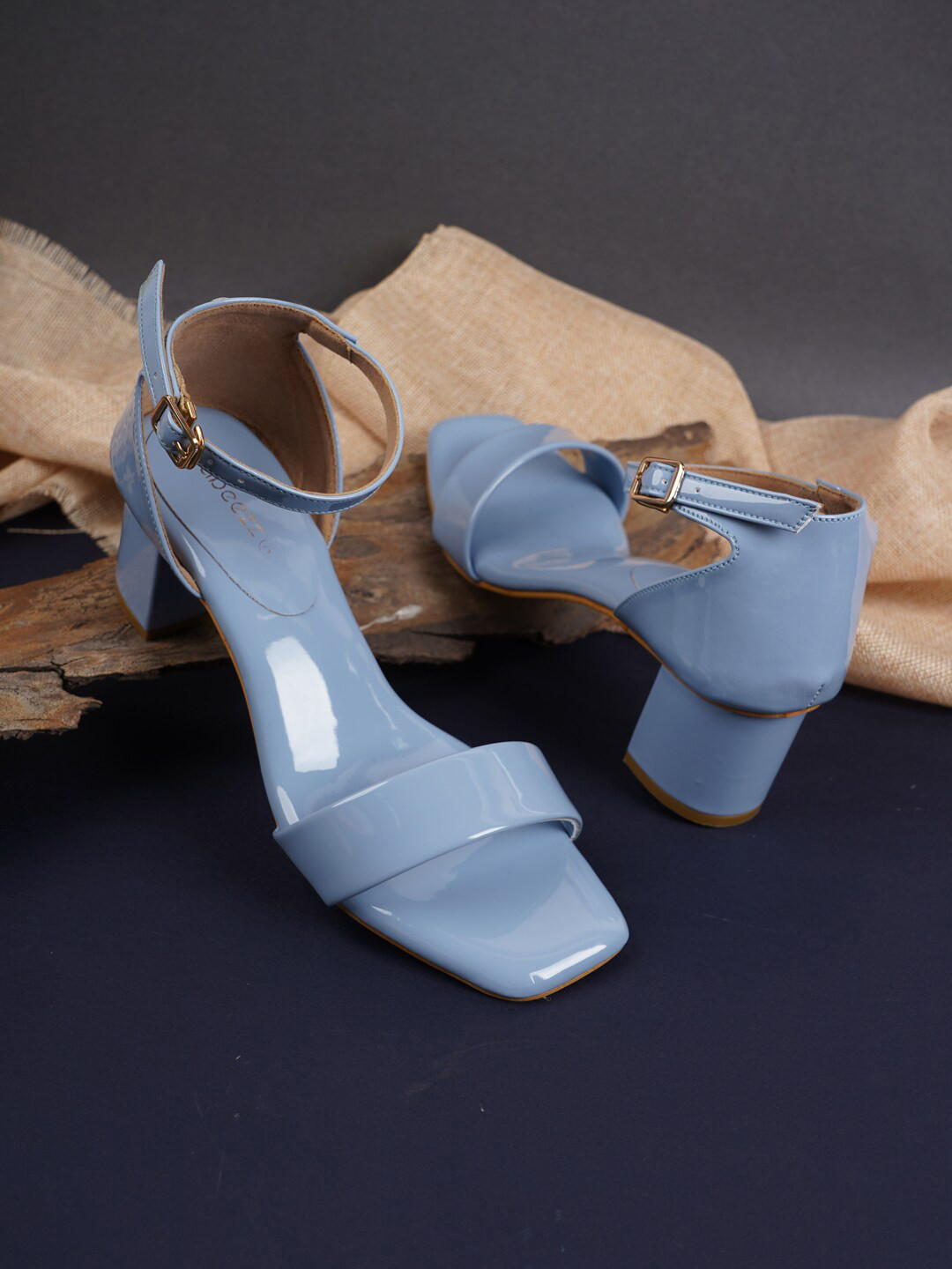 Rubeezz Blue Party Block Peep Toes with Buckles