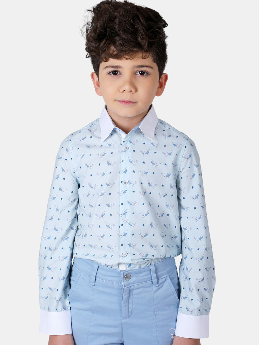 One Friday Boys Blue Comfort Printed Casual Shirt