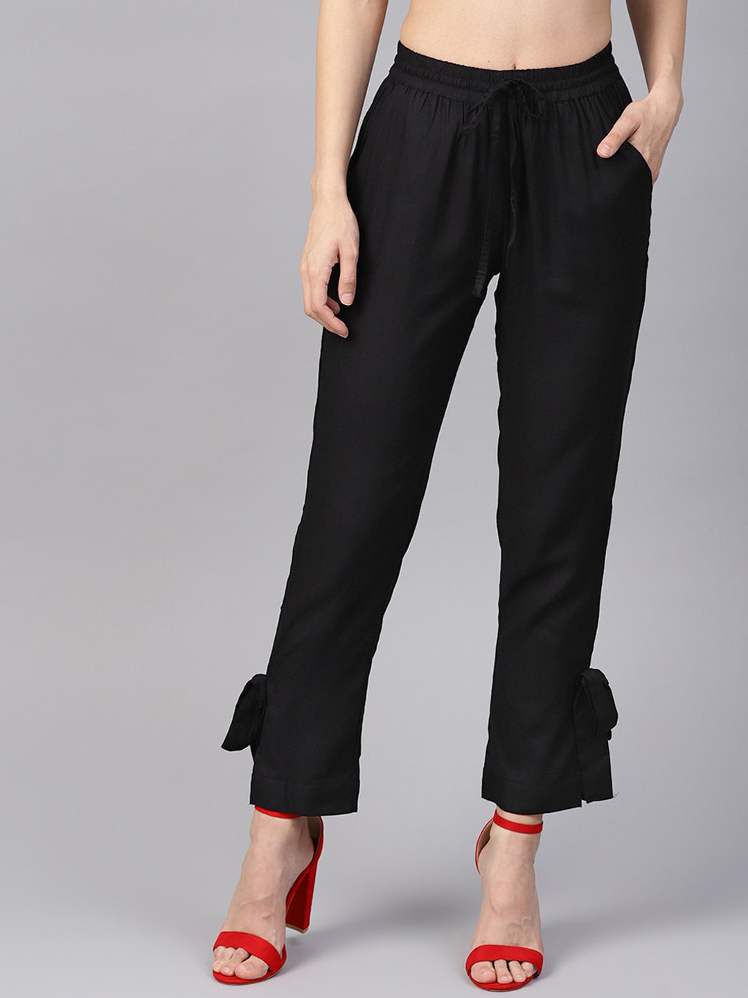 Jaipur Kurti Women Black Straight Fit Trouser