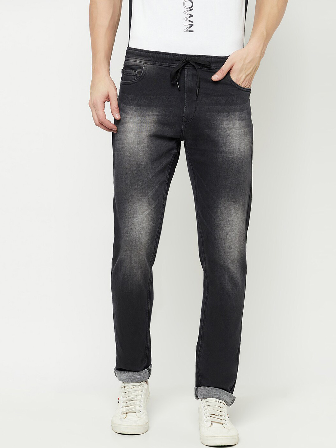 Octave Men Black Heavy Fade Stretchable Jeans