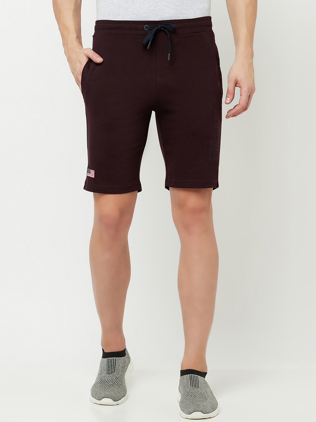 Octave Men Burgundy Solid Shorts