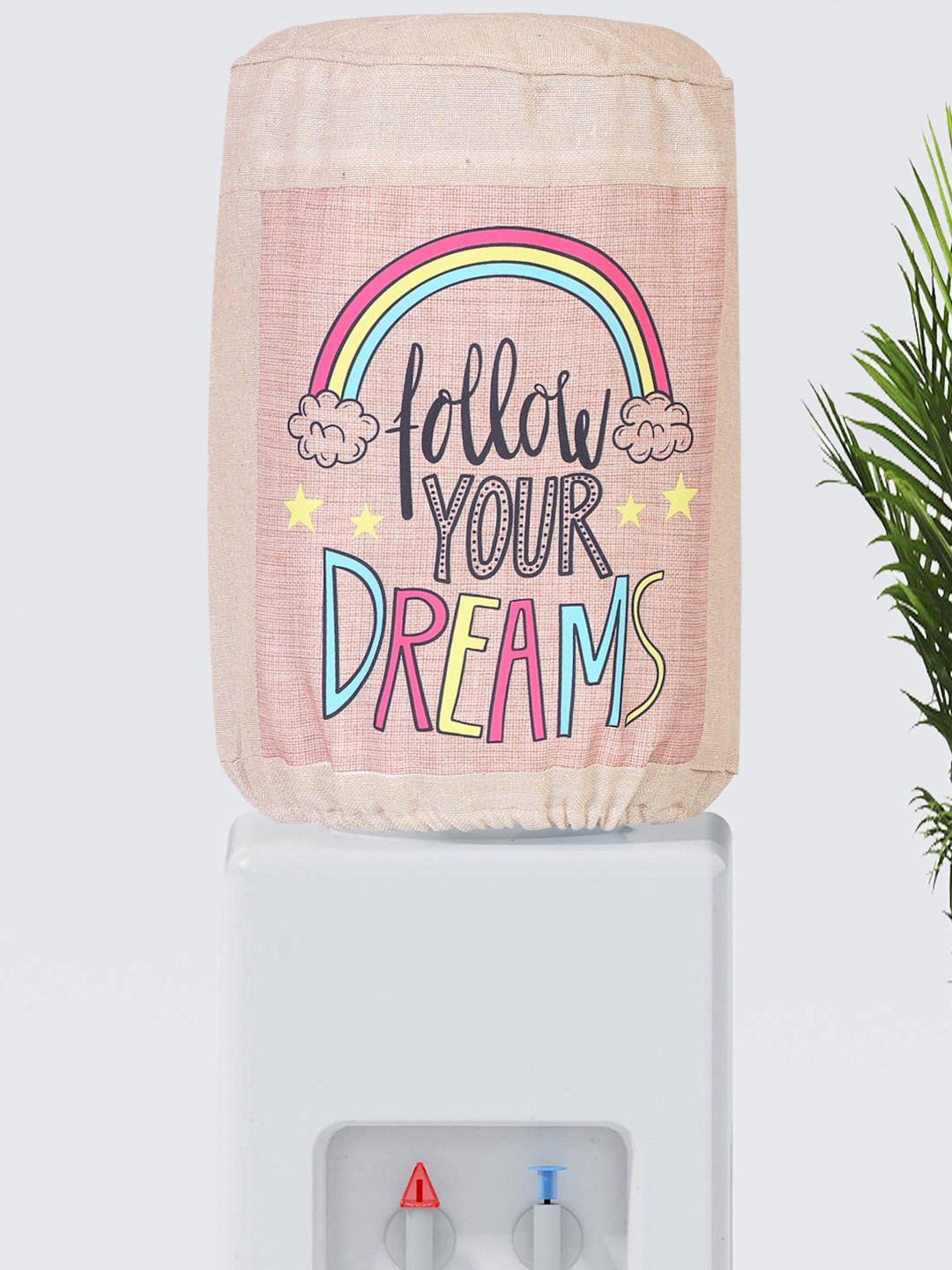 SWAYAM Beige Follow Your Dreams Digitally Printed Water Dispenser Cover