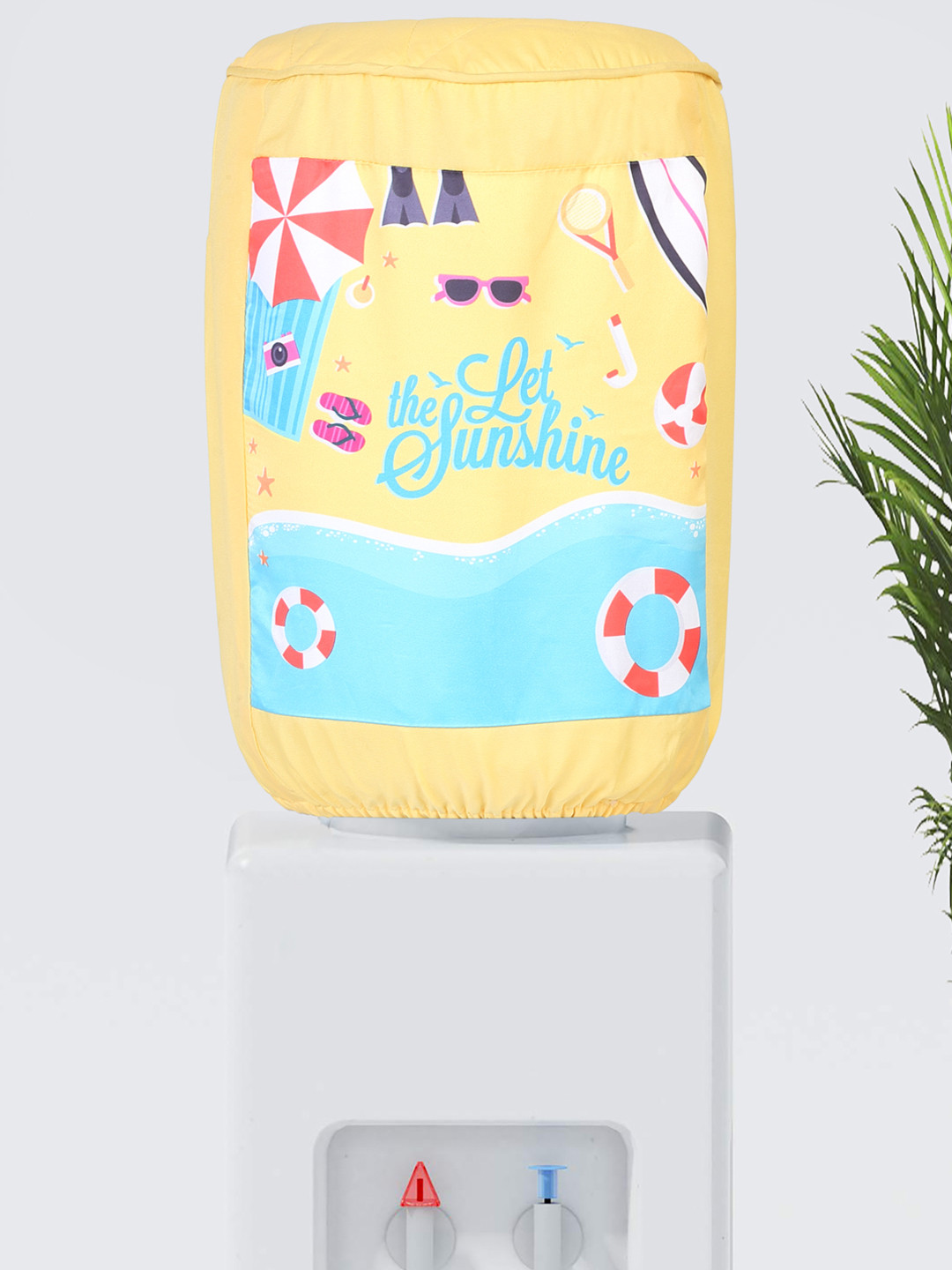 SWAYAM Yellow & Blue Let Sun Shine Digitally Printed Water Dispenser Cover