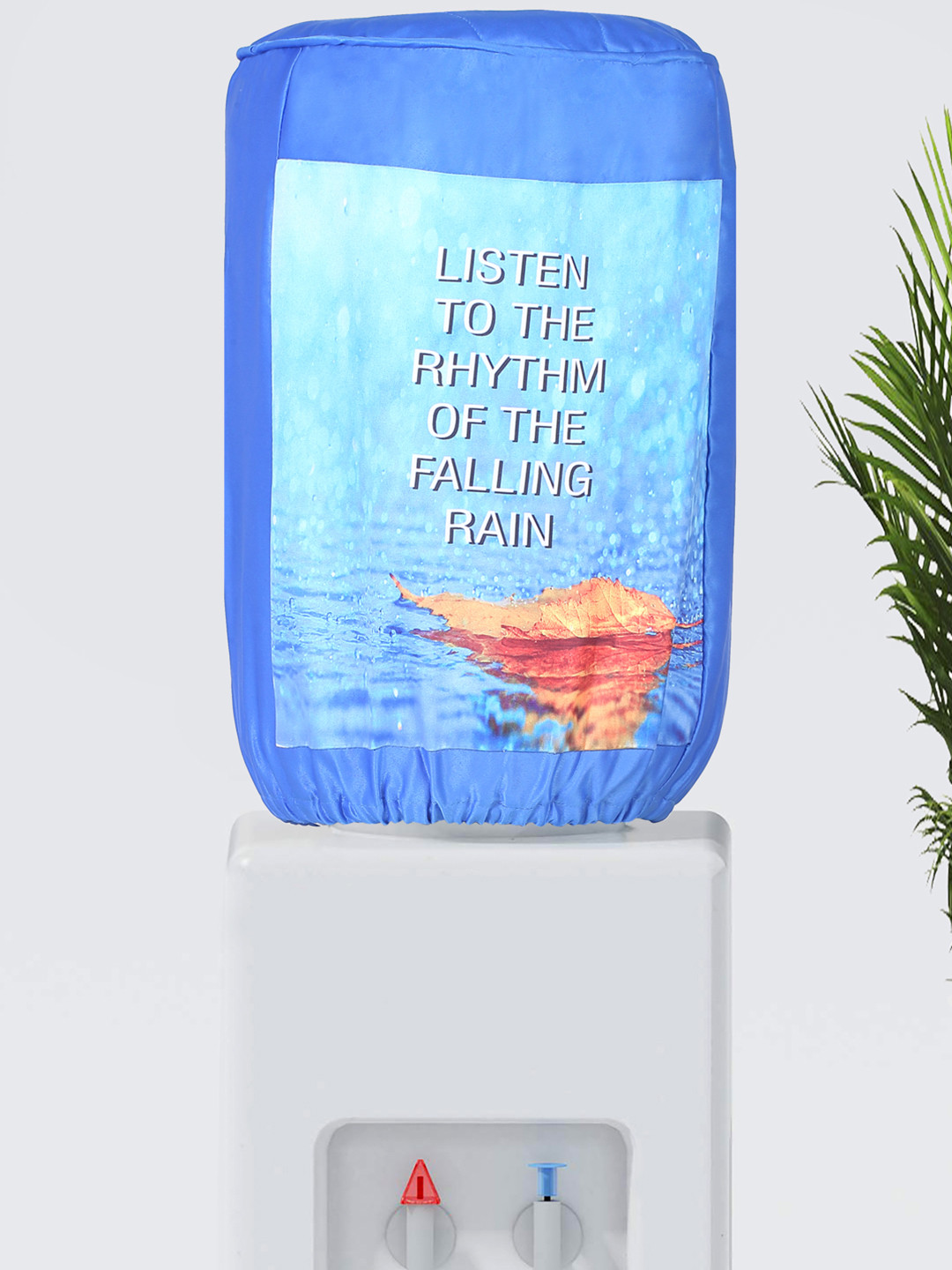 SWAYAM Blue & White Rain Rhythm Digitally Printed Water Dispenser Cover