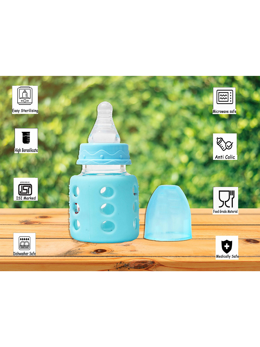 The Little Lookers Blue Set of 2 Glass Feeding Bottles