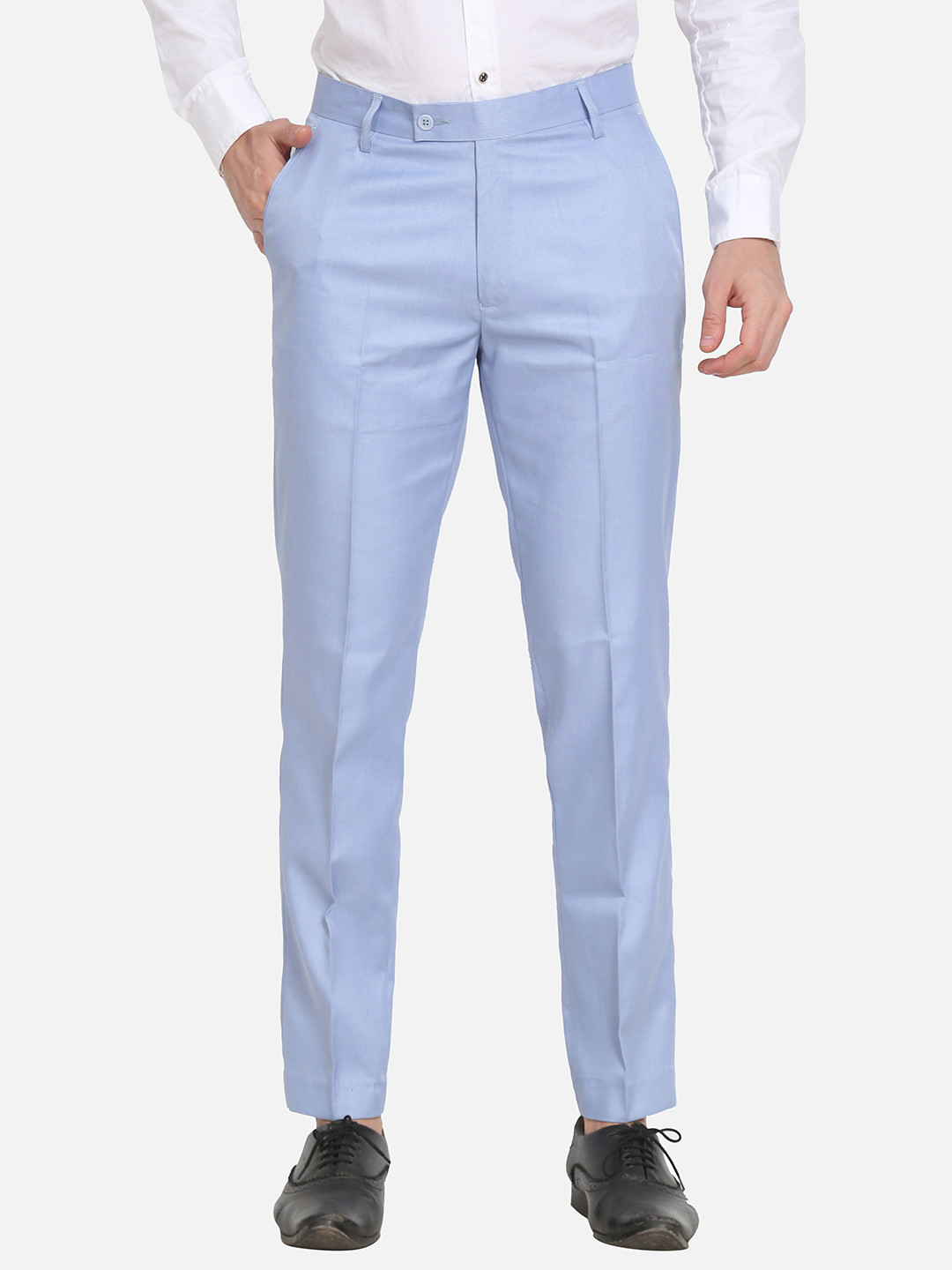 Sam and Jack Men Blue Smart Chambray Trousers