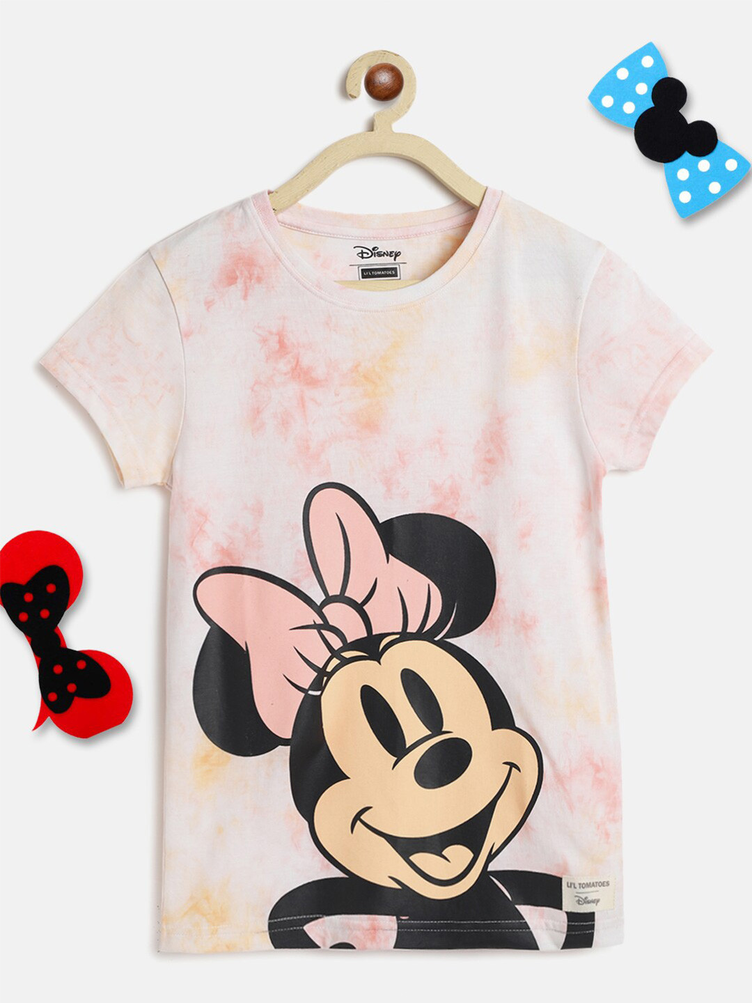 Lil Tomatoes Girls Orange Minnie Mouse Print Top