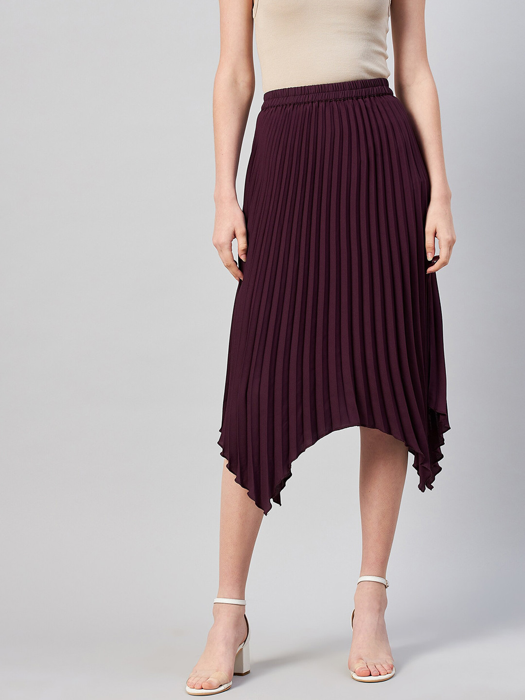 Marie Claire Women Burgundy A-line Skirt