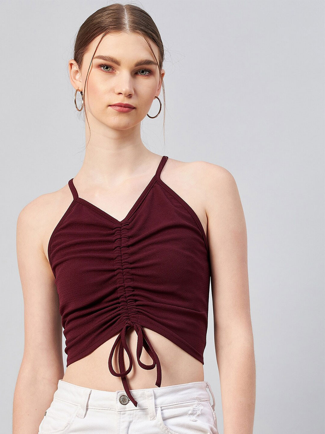 RARE Burgundy Solid Crop Top